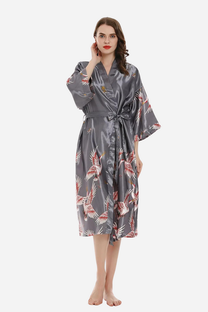 Peignoir Kimono Femme Gris