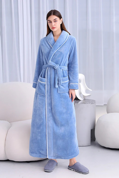 Peignoir Polaire Long Bleu