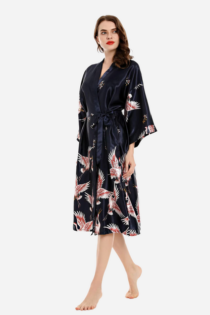 Peignoir Kimono Femme Bleu Marine