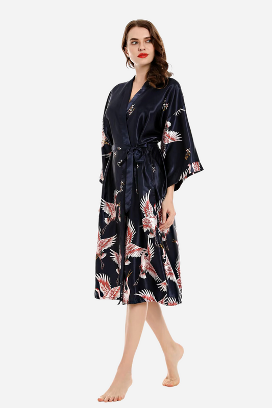 Peignoir Kimono Femme Bleu Marine