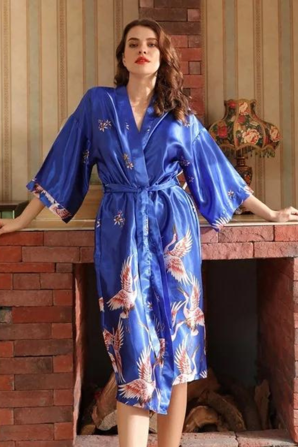 Peignoir Kimono Femme Bleu