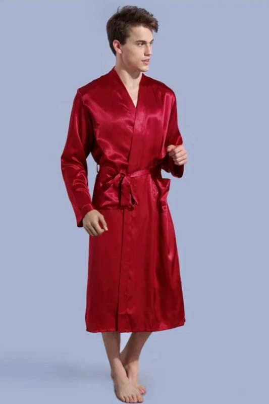 Peignoir Satin Homme Rouge